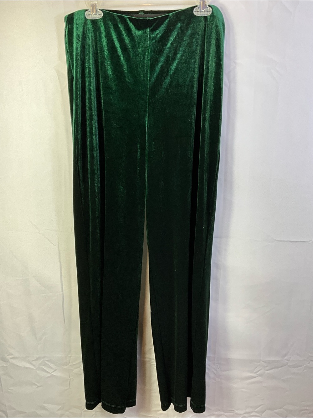 Premier Amour Crushed Velvet Wide Leg Dark Green Pants Size 1X New